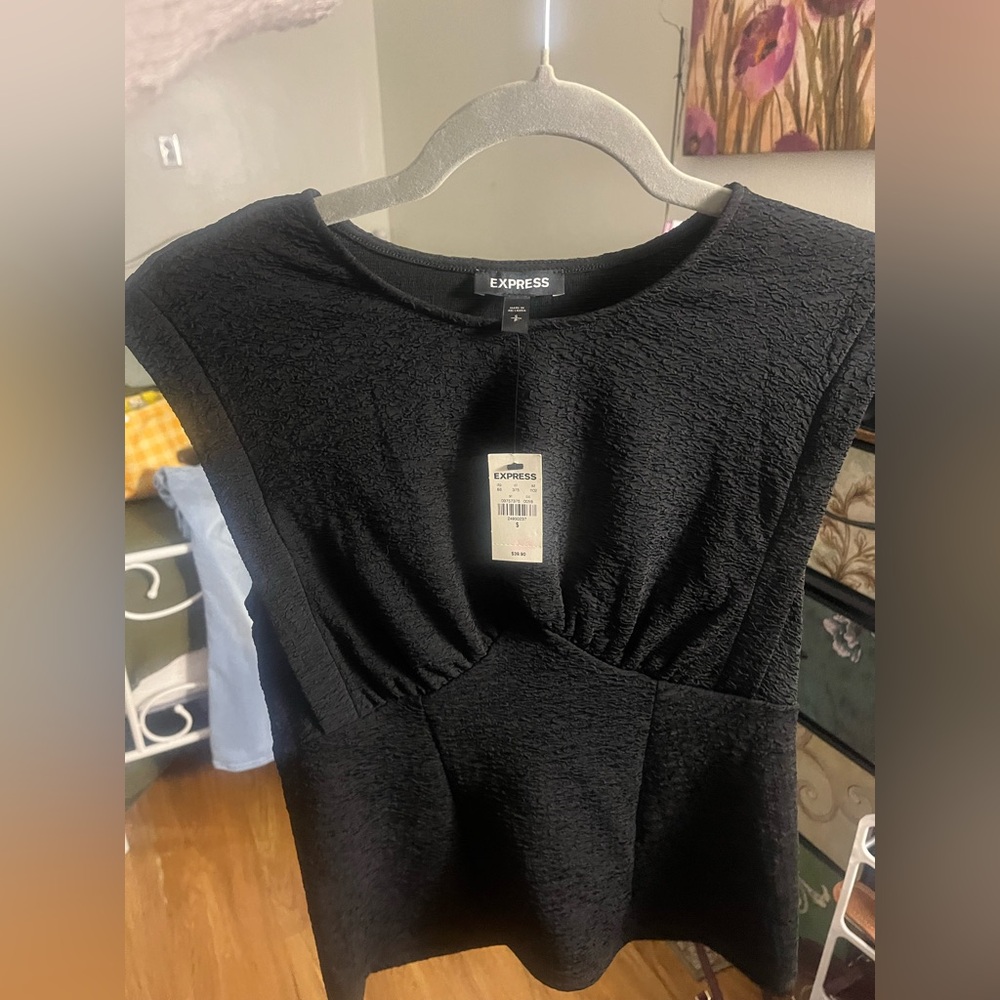 Express Textured Black Dress Shirt